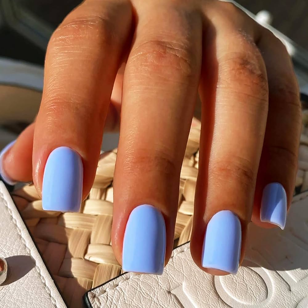 Blue Cute Trendy Short Acrylic Nails