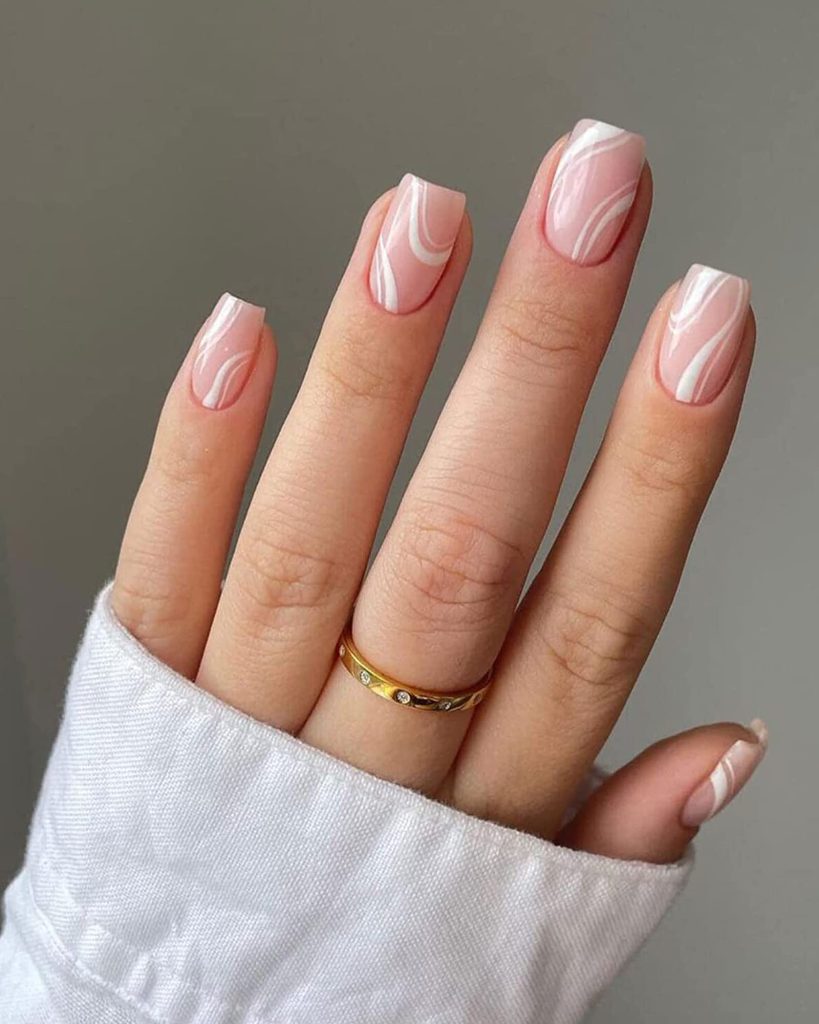 Acrylic Pink and White Nails