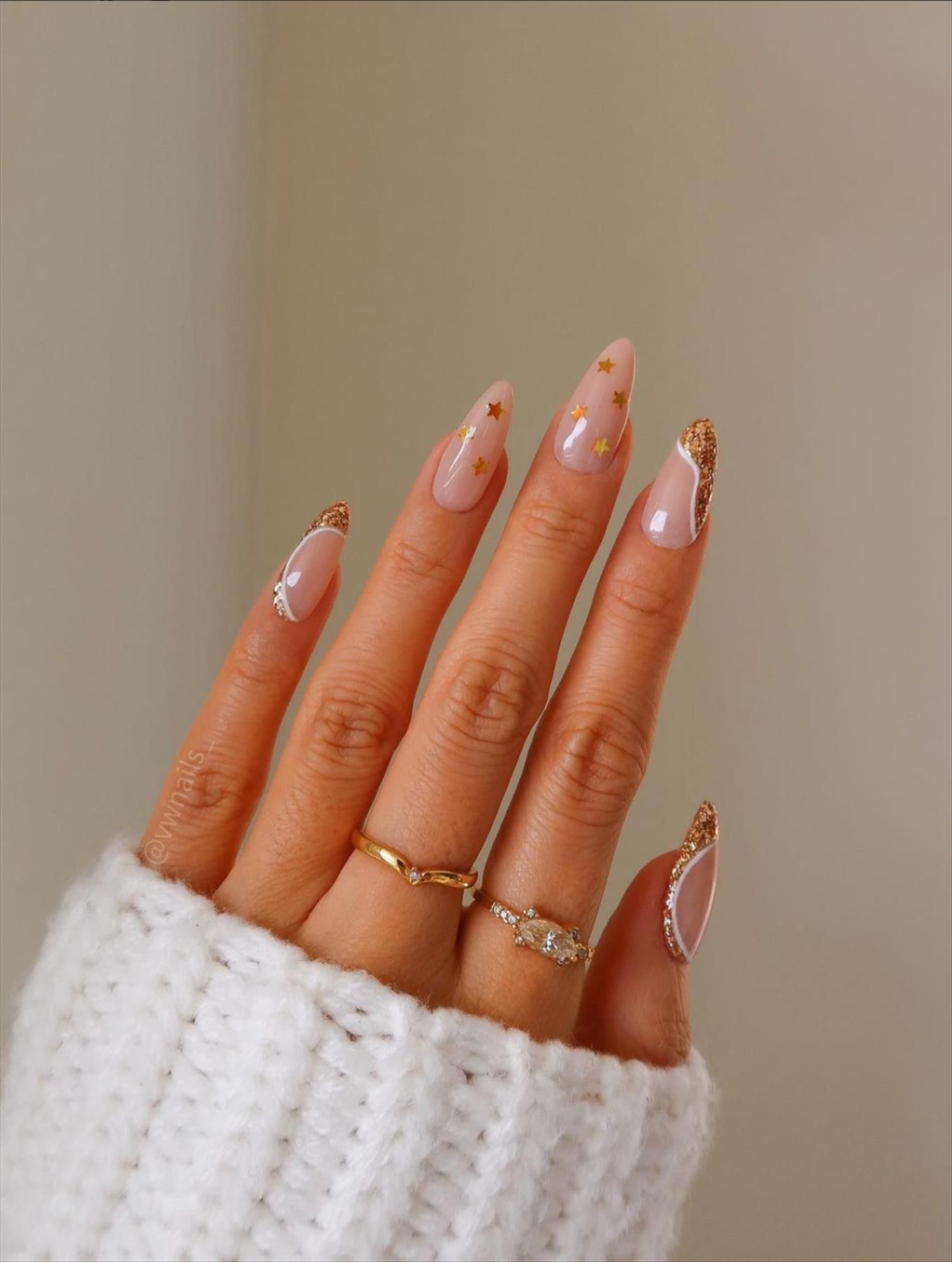 elegant french nails with flowers