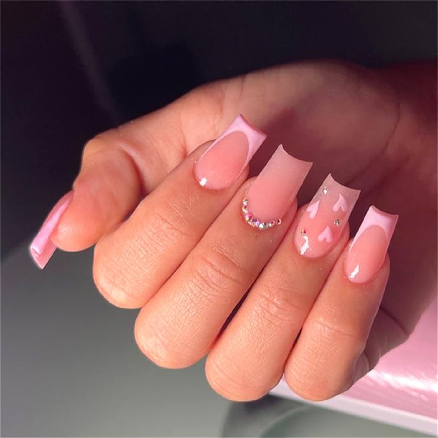 pink french tip nails