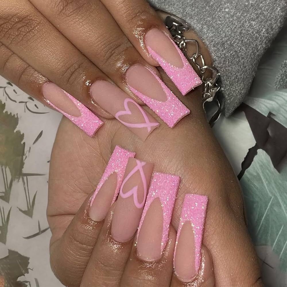 pink french tip nails