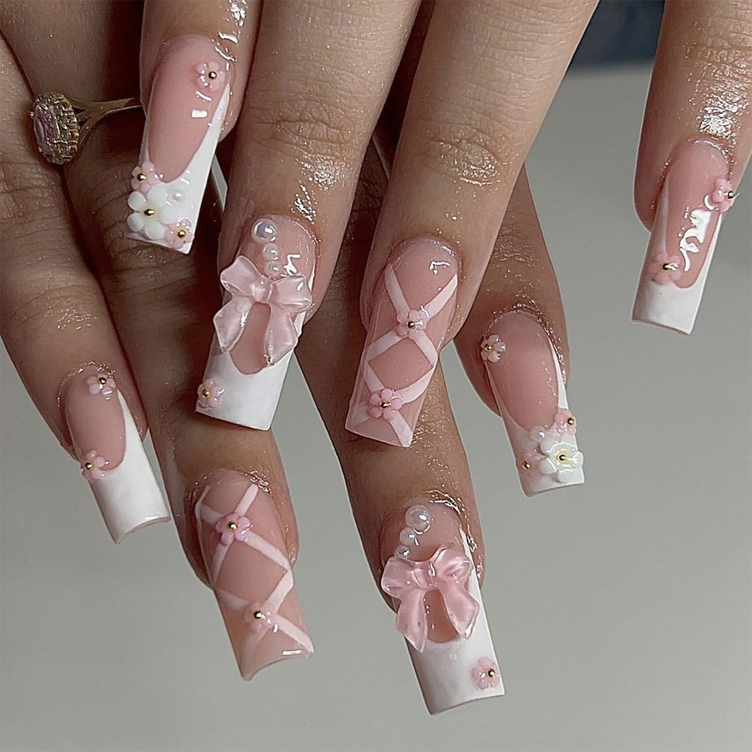 pink french tip nails