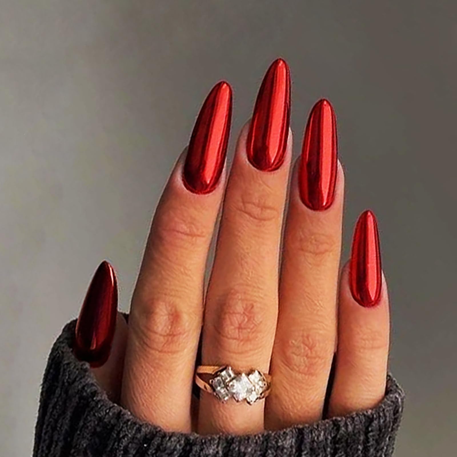 red chrome nails