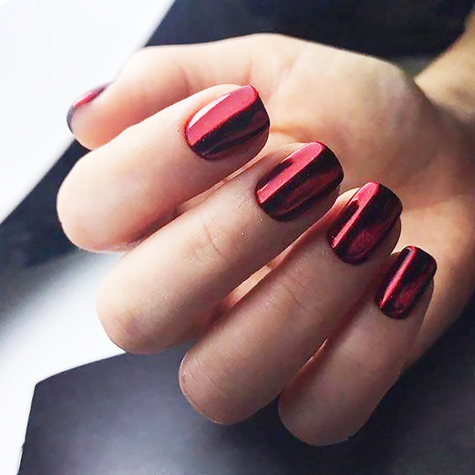 red chrome nails