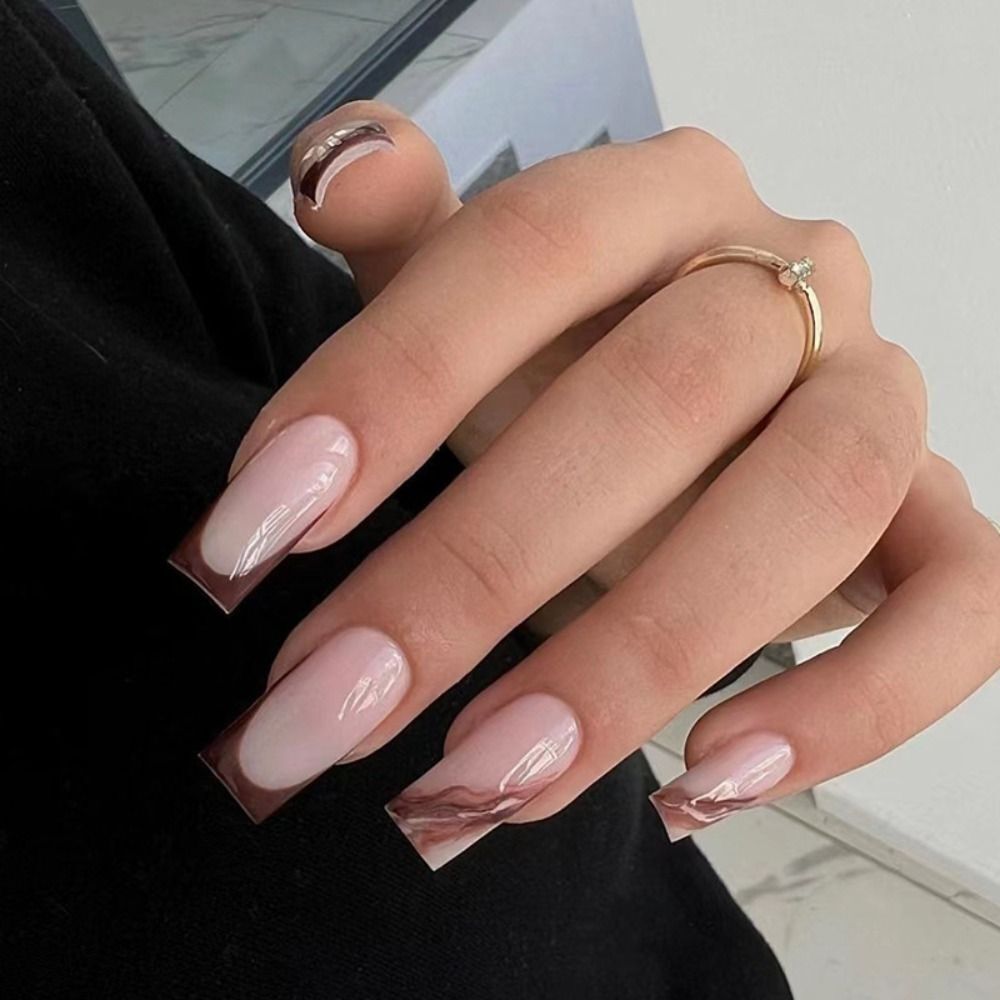 brown french tip nails