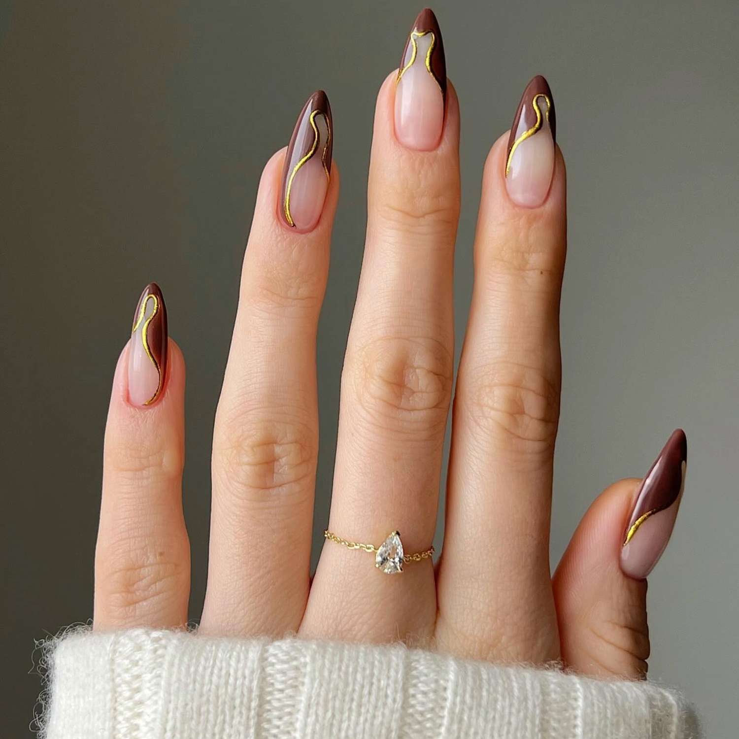 brown french tip nails