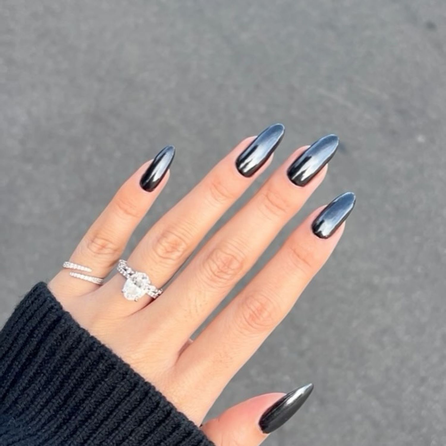 black chrome nails