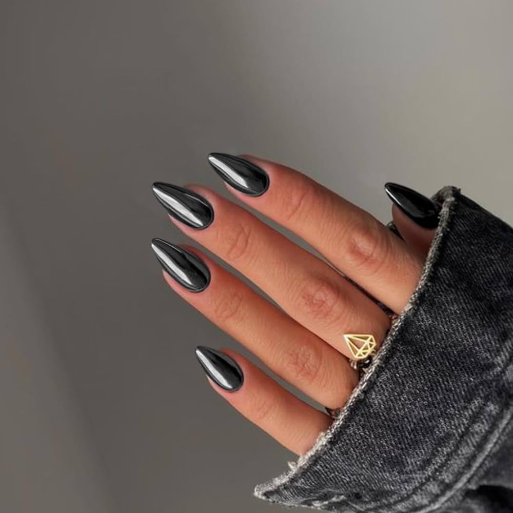 black chrome nails