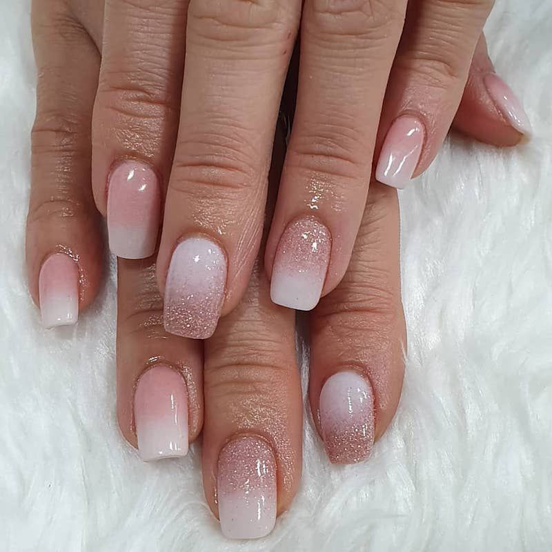 pink and white ombre nails