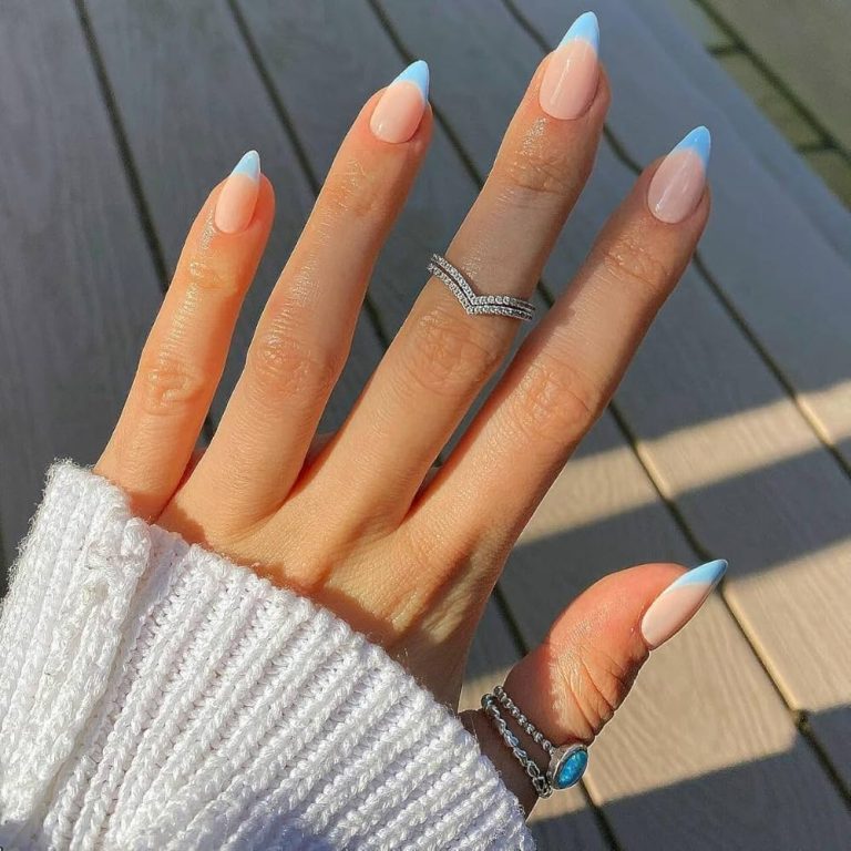 blue french tip nails