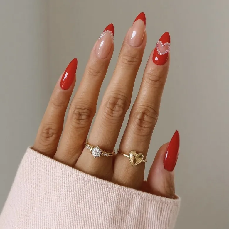 red valentines nails